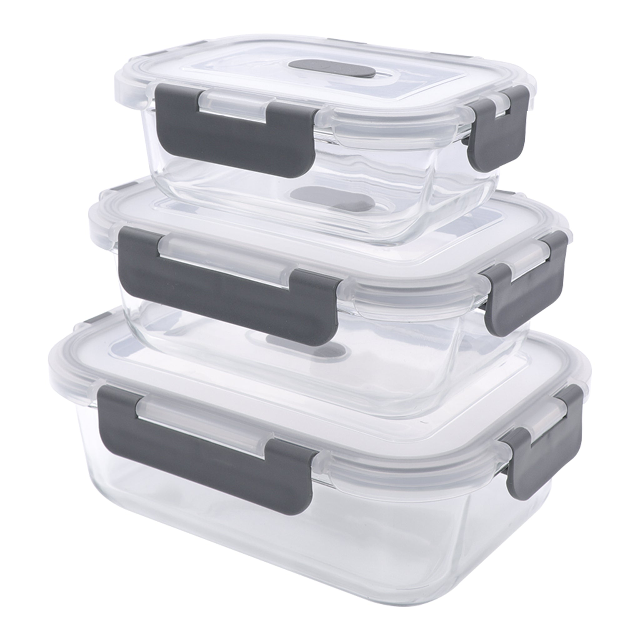 CONSOL MADRID STORAGE CONTAINERS WITH CLIP ON VENTED LIDS VALUE 3PK SET, 1L & 630ML & 370ML