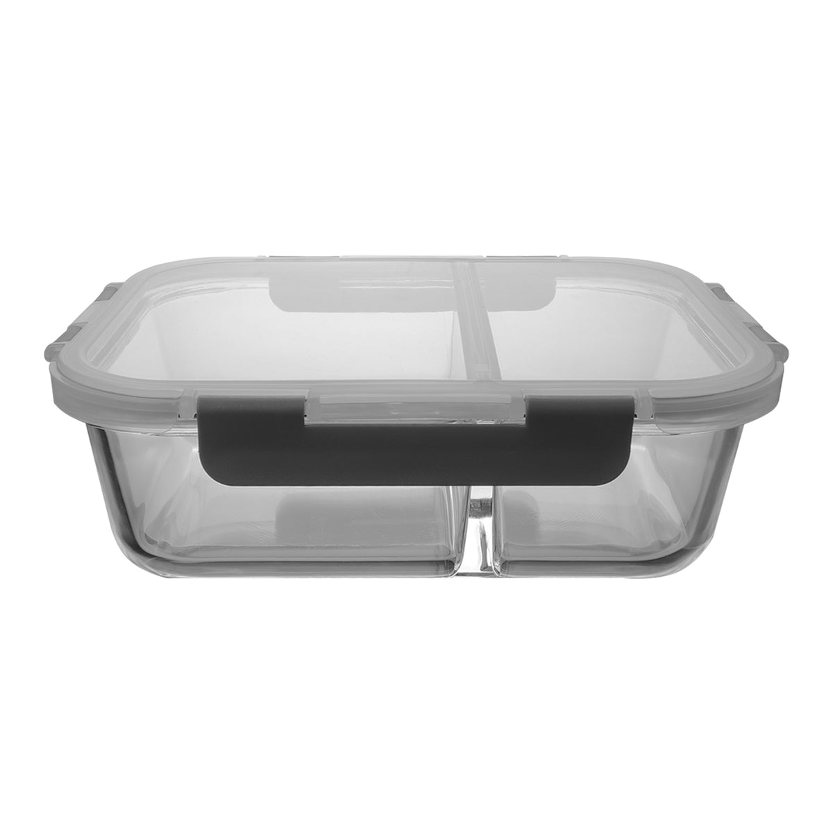 CONSOL MADRID RECT. 2 DIVISION STORAGE CONTAINER WITH CLIP ON LID, 1.36L