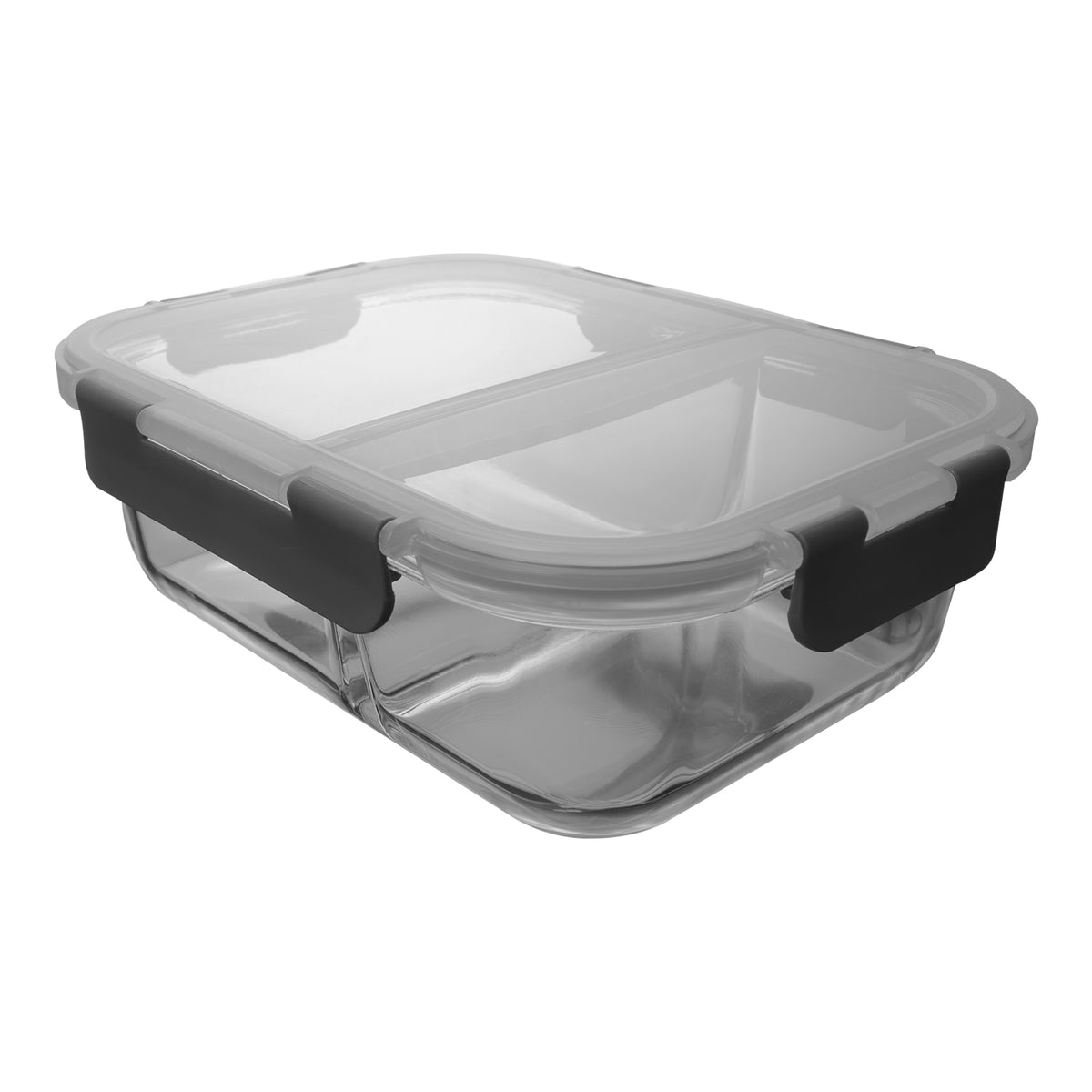 CONSOL MADRID RECT. 2 DIVISION STORAGE CONTAINER WITH CLIP ON LID, 1.36L