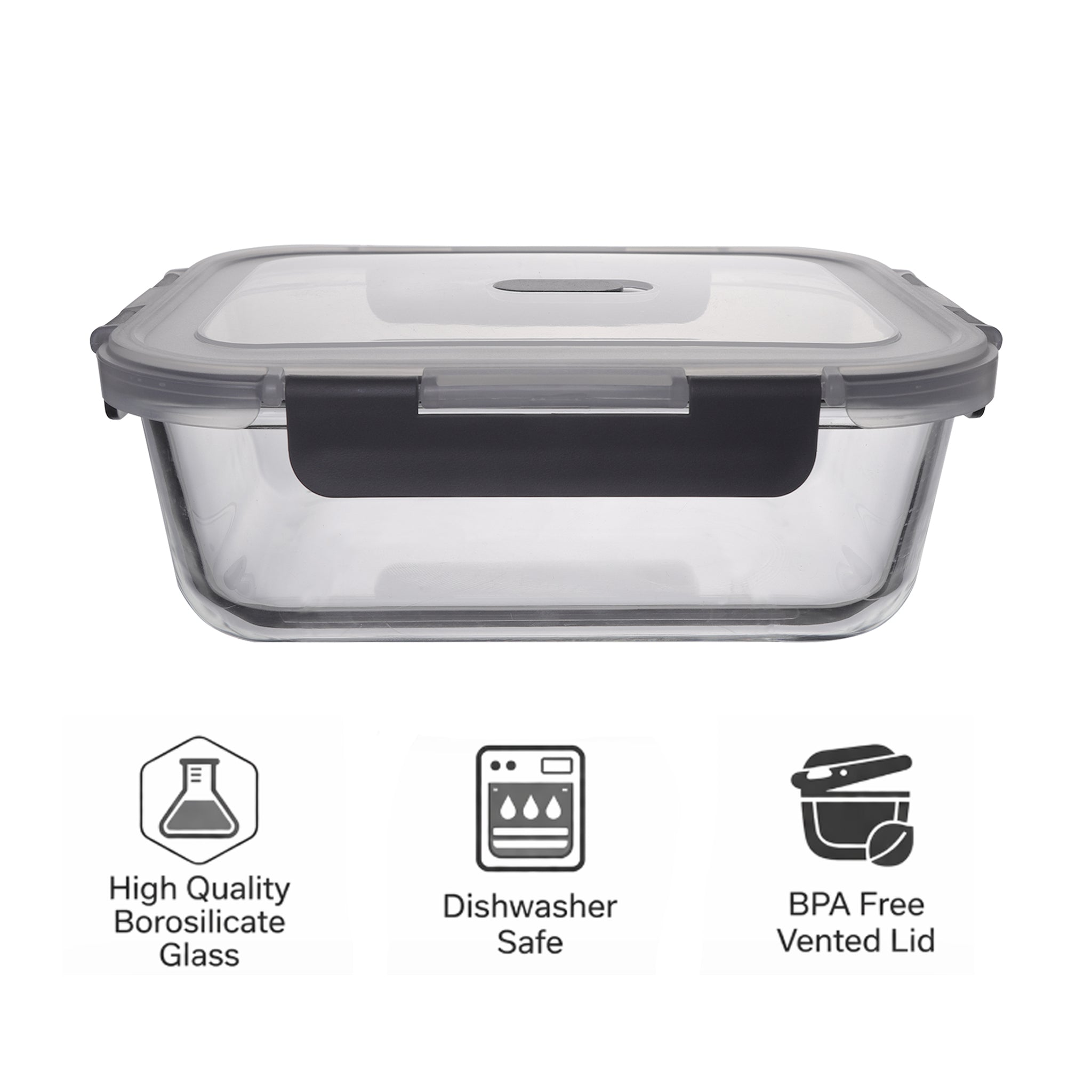 CONSOL MADRID RECT. STORAGE CONTAINER WITH CLIP ON VENTED LID, 1.5L