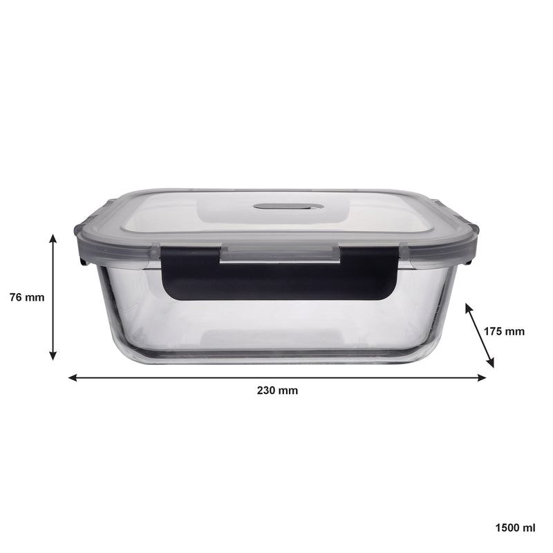 CONSOL MADRID RECT. STORAGE CONTAINER WITH CLIP ON VENTED LID, 1.5LT (230X175X76MM)