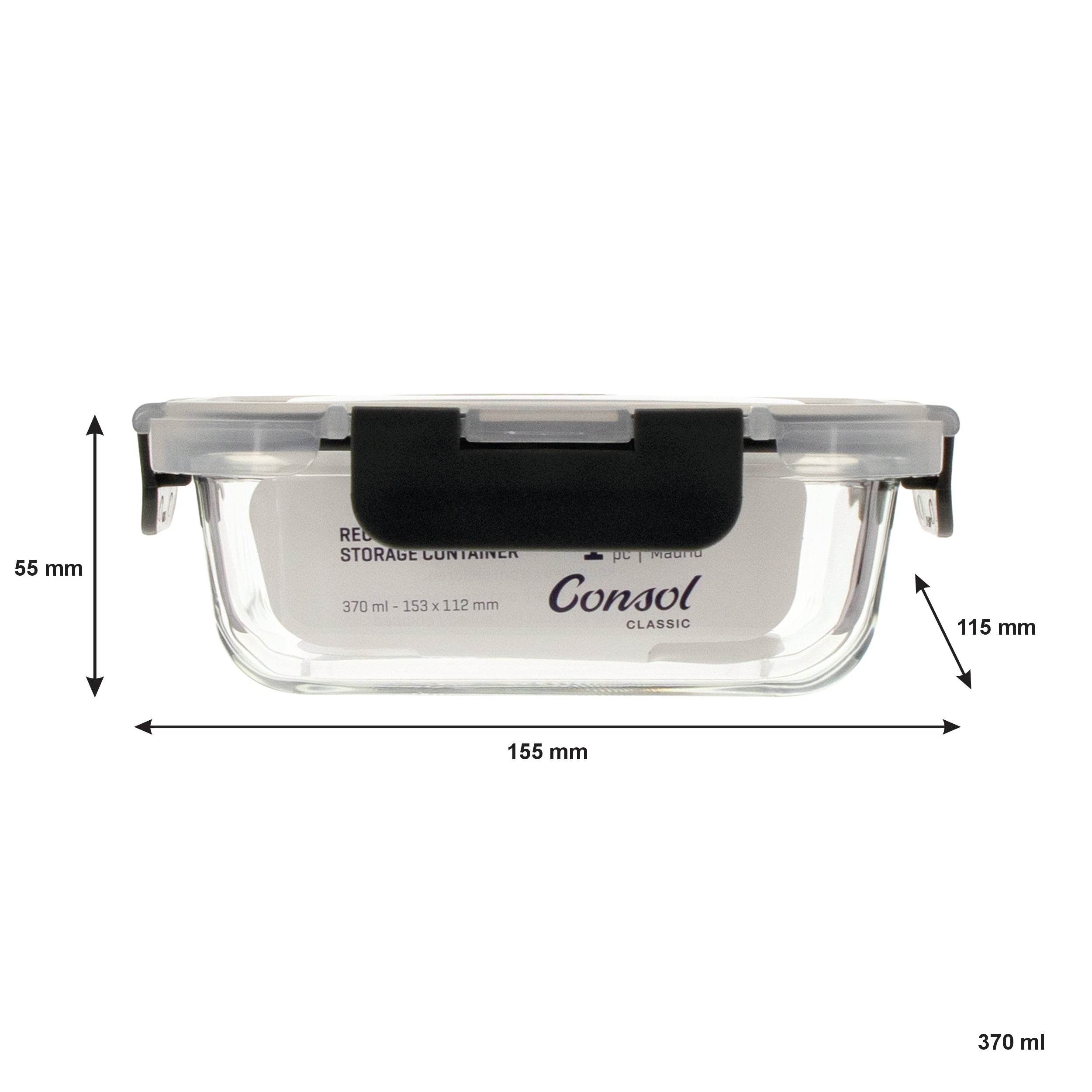 CONSOL MADRID STORAGE CONTAINERS WITH CLIP ON VENTED LIDS VALUE 4PK - 1.5L l 1L l 630ML l 370ML
