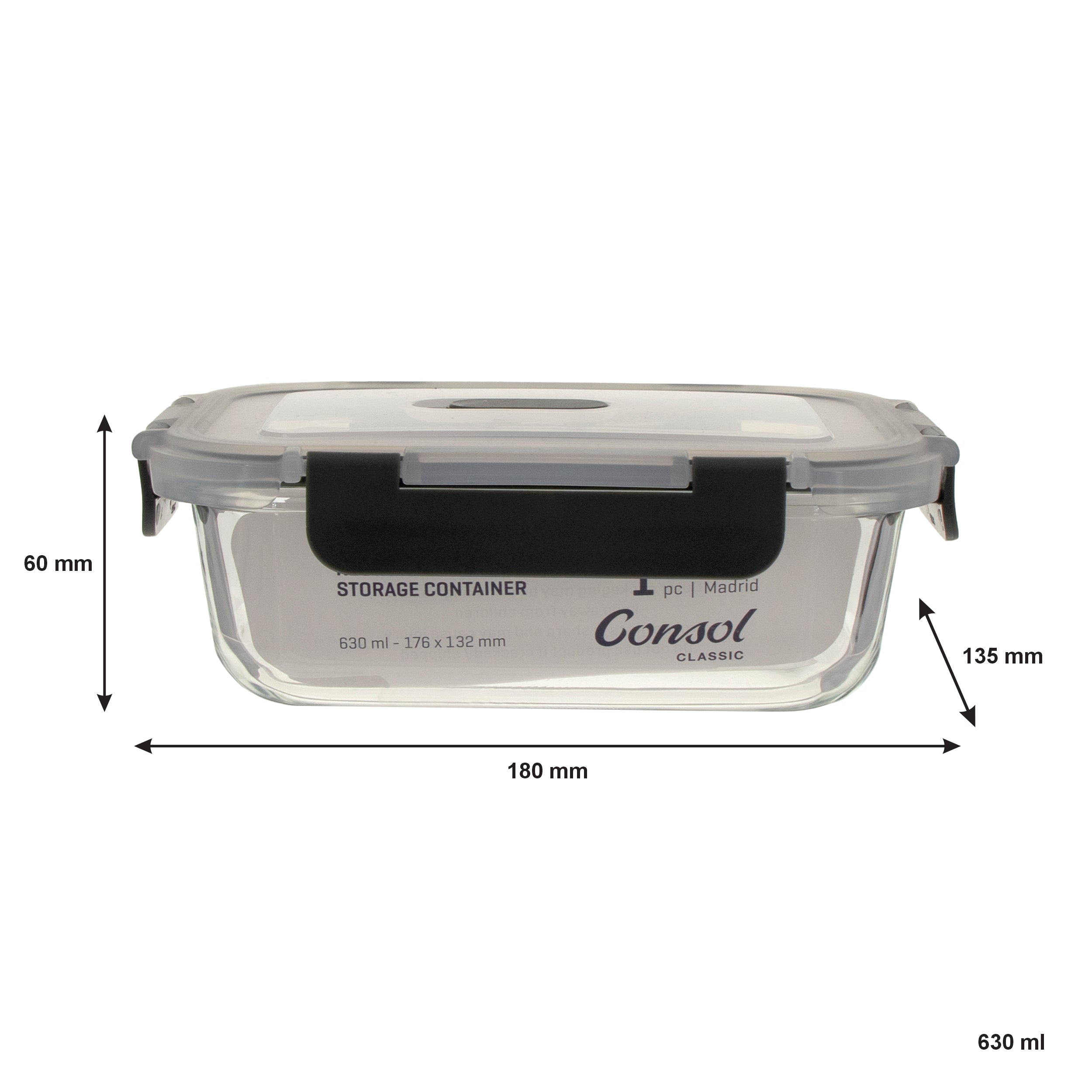 CONSOL MADRID STORAGE CONTAINERS WITH CLIP ON VENTED LIDS VALUE 4PK - 1.5L l 1L l 630ML l 370ML