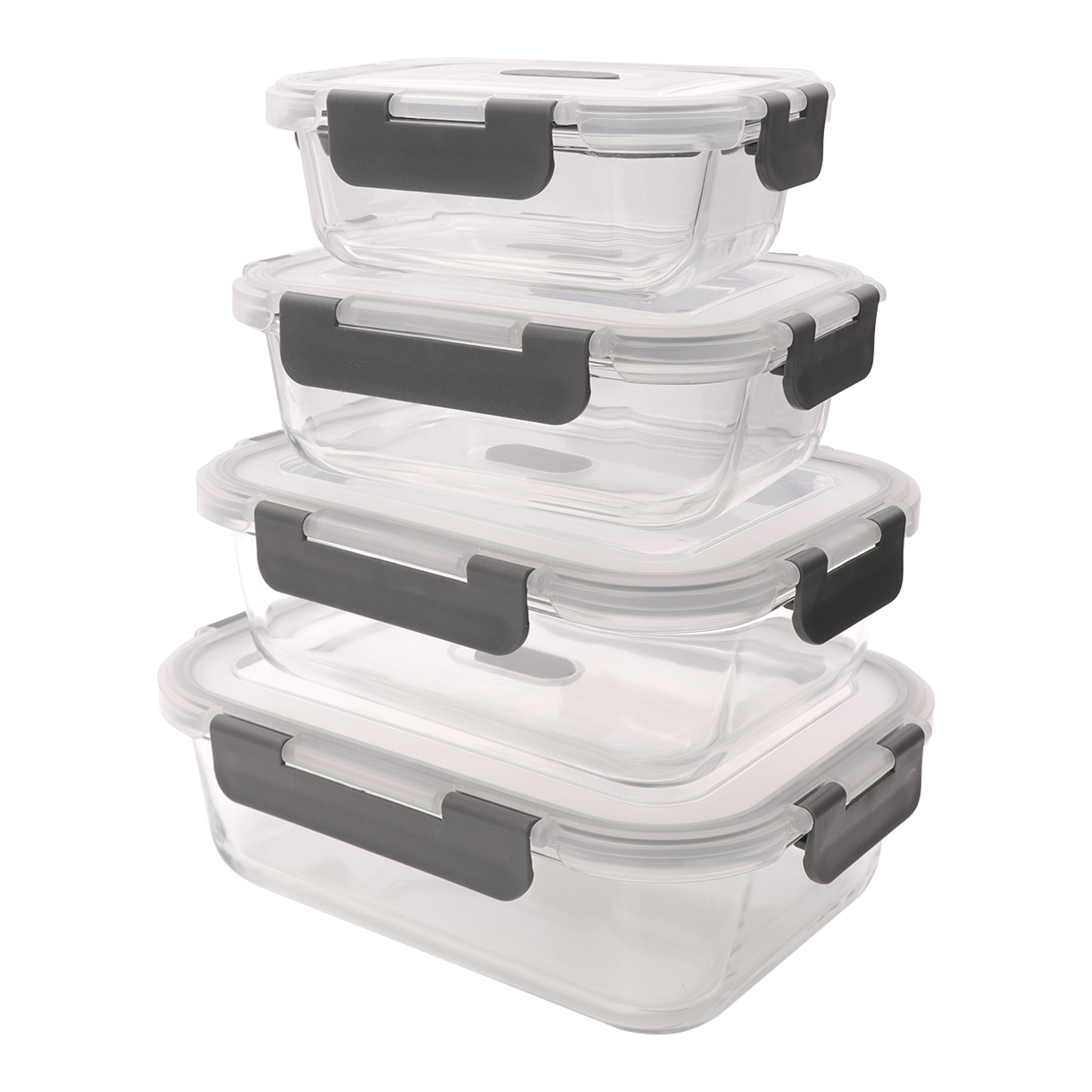 CONSOL MADRID STORAGE CONTAINERS WITH CLIP ON VENTED LIDS VALUE 4PK - 1.5L l 1L l 630ML l 370ML