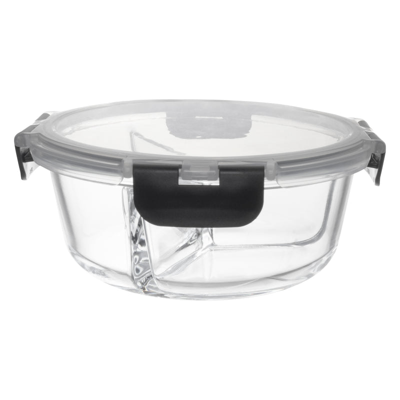 CONSOL MADRID 3 DIVISION ROUND STORAGE CONTAINER WITH CLIP LID, 910ML (180MM DIAX75MM)