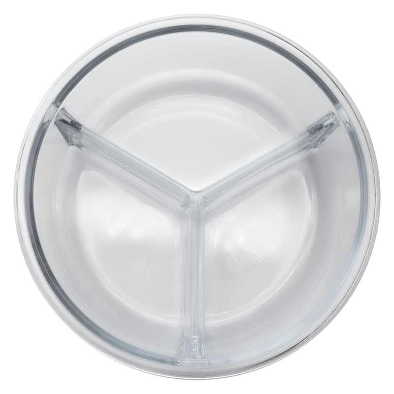 CONSOL MADRID 3 DIVISION ROUND STORAGE CONTAINER WITH CLIP LID, 910ML (180MM DIAX75MM)