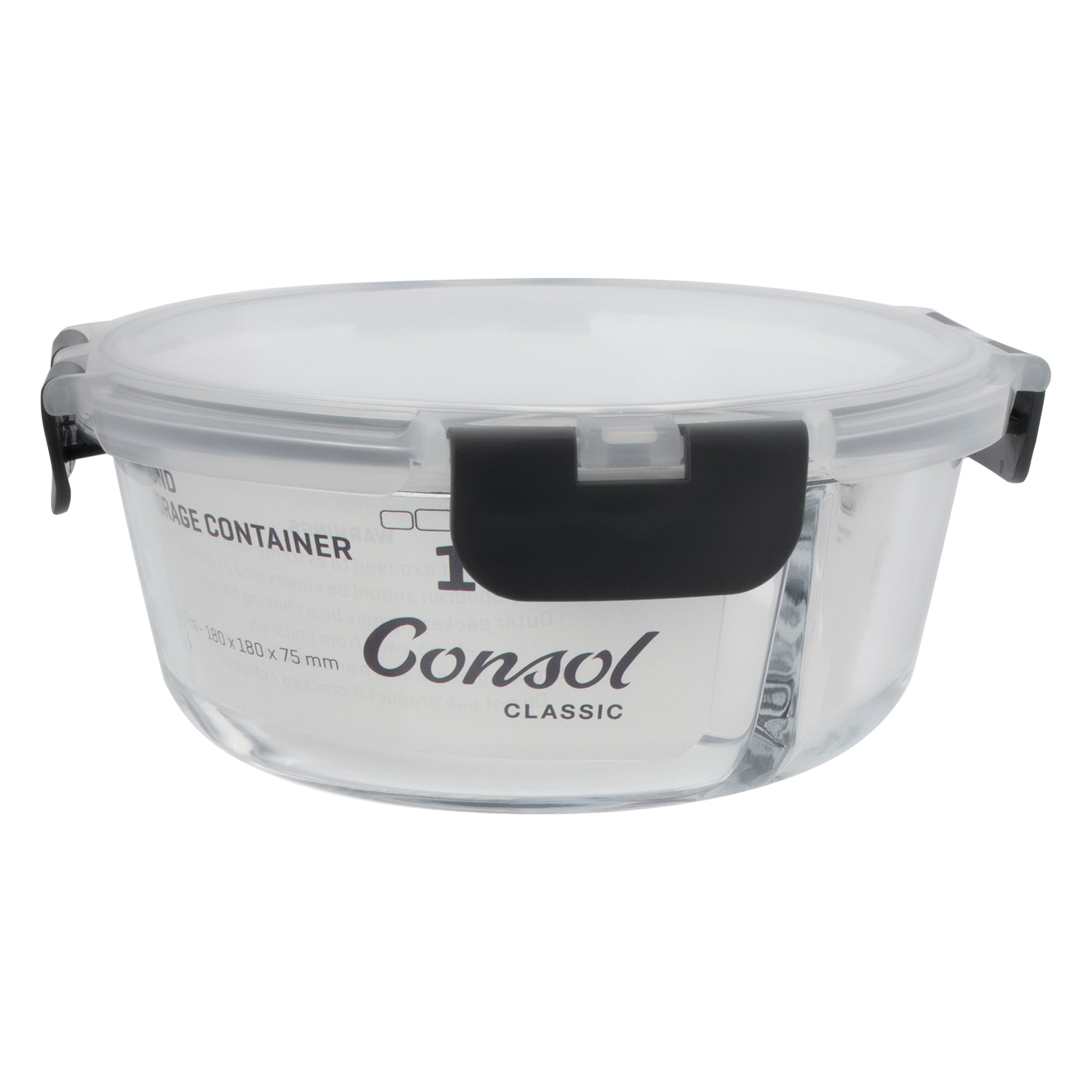 CONSOL MADRID ROUND 3 DIVISION STORAGE CONTAINER WITH CLIP LID, 910ML