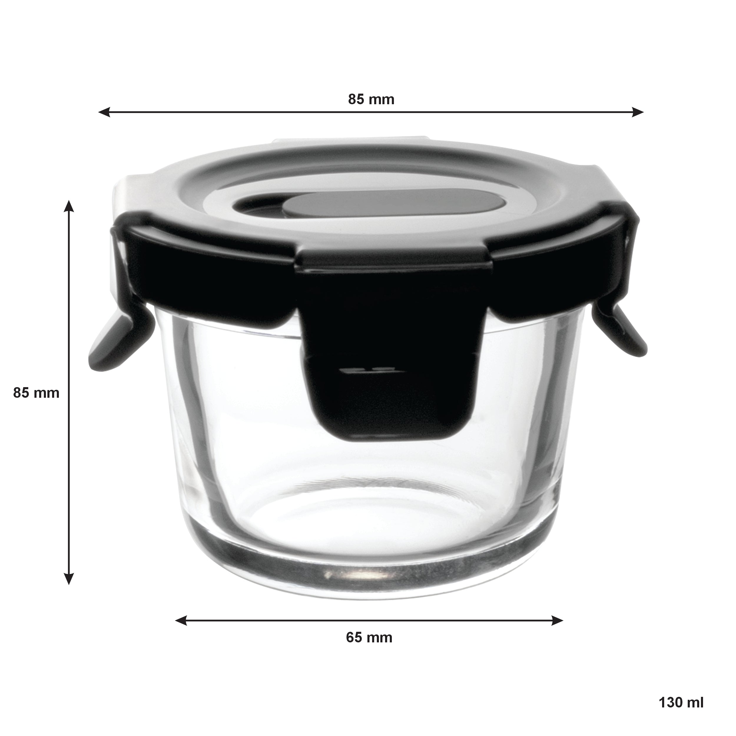 CONSOL ROUND GLASS BABY FOOD CONTAINERS WITH VENTED CLIP LIDS 2PK, 130ML