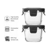 CONSOL SQUARE GLASS BABY FOOD CONTAINERS WITH VENTED CLIP LIDS 2PK, 160ML