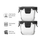 CONSOL SQUARE GLASS BABY FOOD CONTAINERS WITH VENTED CLIP LIDS 2PK, 160ML