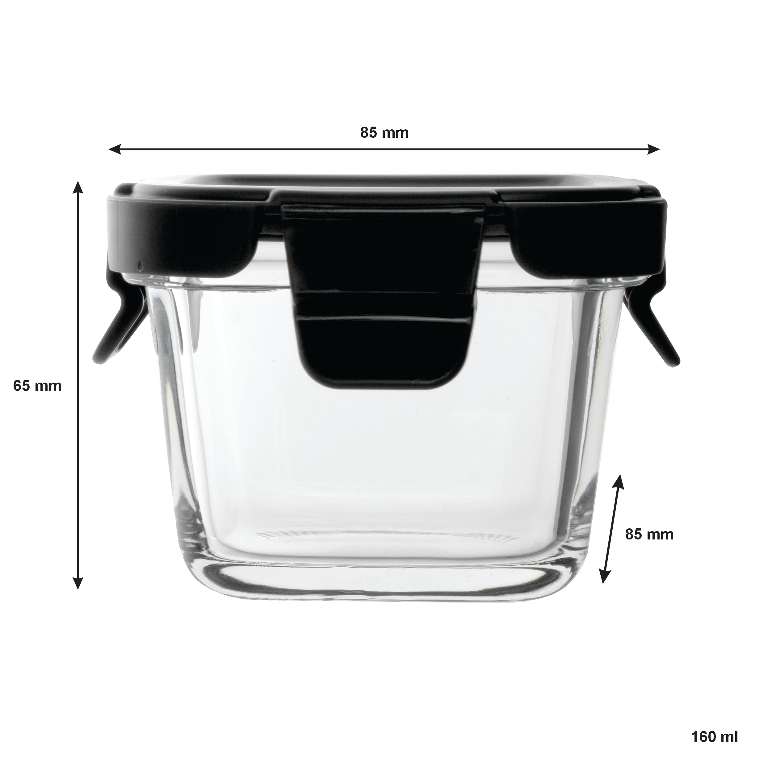 CONSOL SQUARE GLASS BABY FOOD CONTAINERS WITH VENTED CLIP LIDS 2PK, 160ML