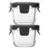 CONSOL SQUARE GLASS BABY FOOD CONTAINERS WITH VENTED CLIP LIDS 2PK, 160ML