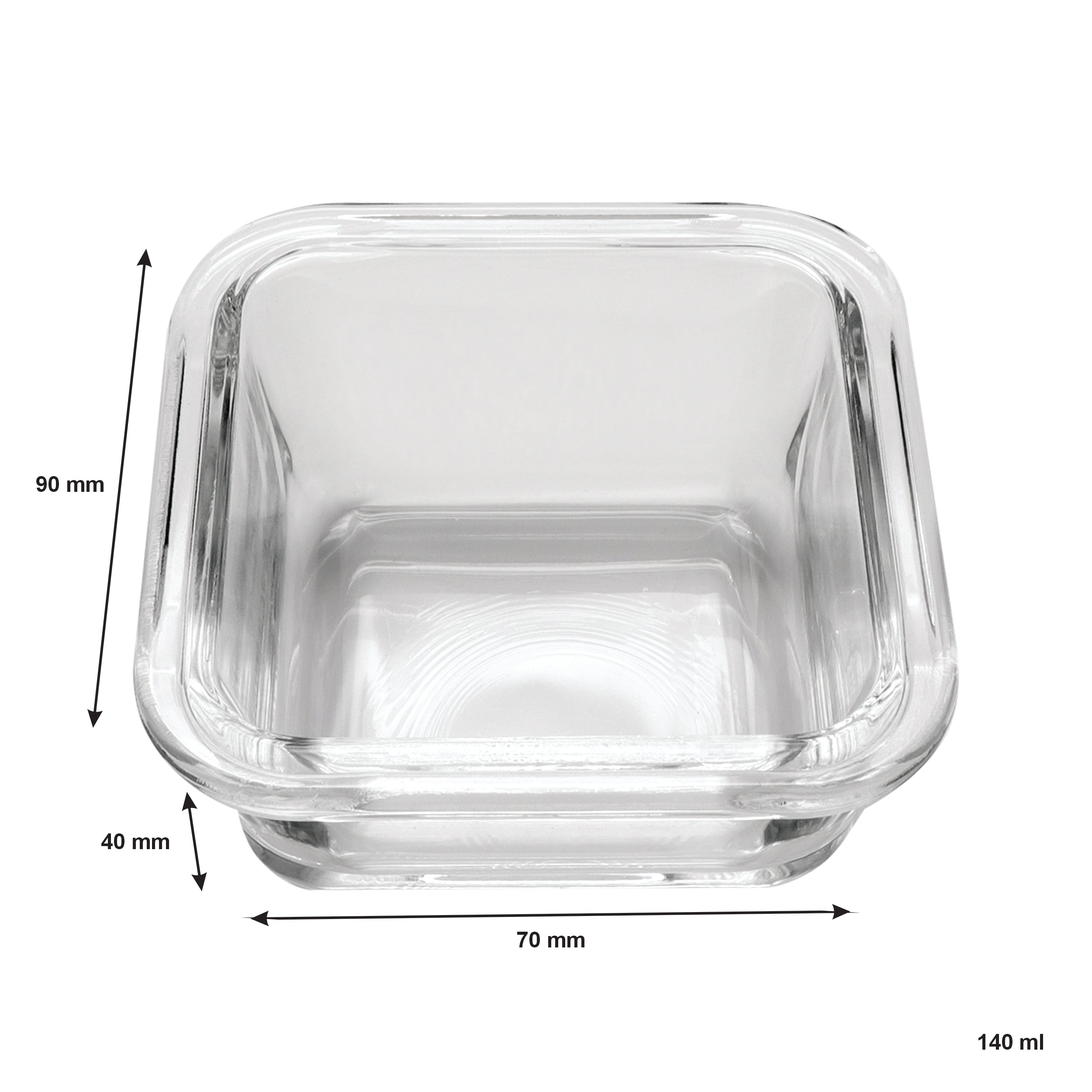 CONSOL SANTORINI 3 SQUARE GLASS BOWLS 140ML ON A BAMBOO SERVING BOARD 4PCS SET