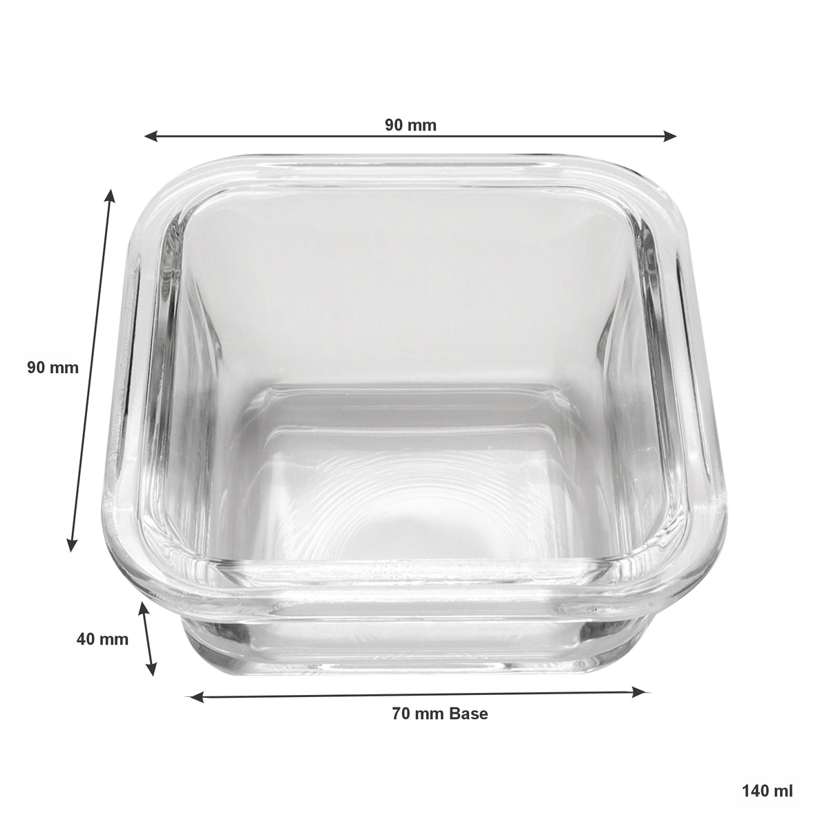 CONSOL SANTORINI 3 SQUARE GLASS BOWLS 140ML ON A BAMBOO SERVING BOARD 4PCS SET