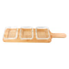CONSOL SANTORINI 3 SQUARE GLASS BOWLS 140ML ON A BAMBOO SERVING BOARD 4PCS SET