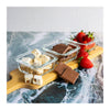 CONSOL SANTORINI 3 SQUARE GLASS BOWLS 140ML ON A BAMBOO SERVING BOARD 4PCS SET
