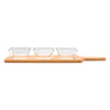 CONSOL SANTORINI 3 SQUARE GLASS BOWLS 140ML ON A BAMBOO SERVING BOARD 4PCS SET