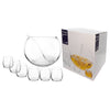 CONSOL GENOA GLASS PUNCH BOWL, 6 GLASSES 340ML AND PLASTIC LADLE 8PCS SET,  11L