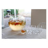 CONSOL GENOA GLASS PUNCH BOWL, 6 GLASSES 340ML AND PLASTIC LADLE 8PCS SET,  11L