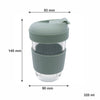 CONSOL LUGO GLASS TRAVEL MUG WITH GREEN PLASTIC LID, 320ML