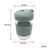CONSOL LUGO GLASS TRAVEL MUG WITH GREEN PLASTIC LID, 320ML