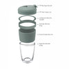 CONSOL LUGO GLASS TRAVEL MUG WITH GREEN PLASTIC LID, 320ML