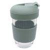 CONSOL LUGO GLASS TRAVEL MUG WITH GREEN PLASTIC LID, 320ML