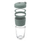 CONSOL LUGO GLASS TRAVEL MUG WITH GREEN PLASTIC LID, 320ML