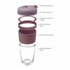 CONSOL LUGO GLASS TRAVEL MUG WITH PURPLE PLASTIC LID, 320ML