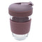 CONSOL LUGO GLASS TRAVEL MUG WITH PURPLE PLASTIC LID, 320ML