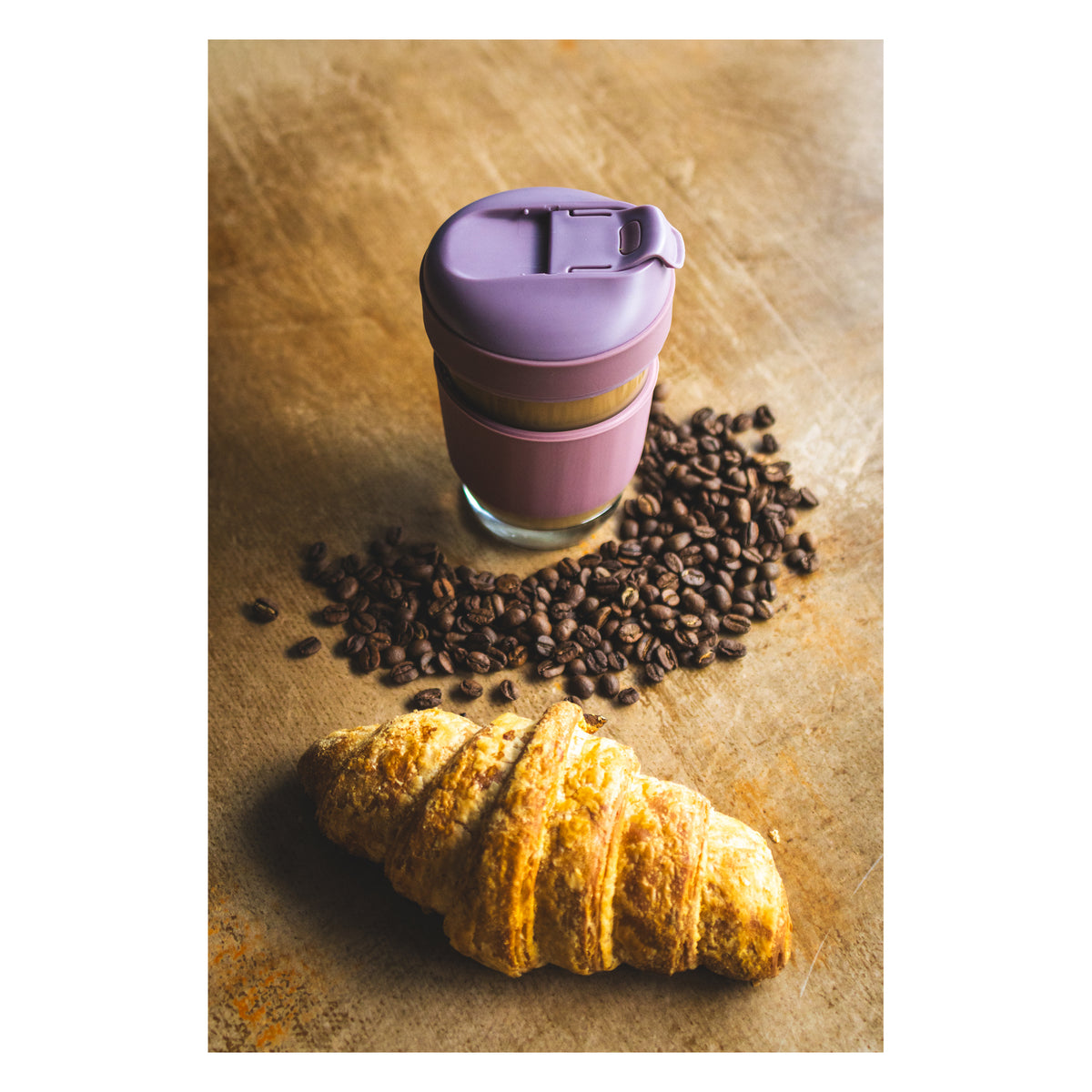 CONSOL LUGO GLASS TRAVEL MUG WITH PURPLE PLASTIC LID, 320ML