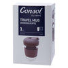 CONSOL LUGO GLASS TRAVEL MUG WITH PURPLE PLASTIC LID, 320ML