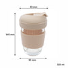 CONSOL LUGO GLASS TRAVEL MUG WITH BEIGE PLASTIC LID, 320ML