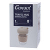 CONSOL LUGO GLASS TRAVEL MUG WITH BEIGE PLASTIC LID, 320ML