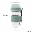 CONSOL LUGO LAYER LUX CUP WITH GREEN PLASTIC LID AND GREY SPOON, 480ML
