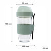CONSOL LUGO LAYER LUX CUP WITH GREEN PLASTIC LID AND GREY SPOON, 480ML