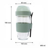 CONSOL LUGO LAYER LUX CUP WITH GREEN PLASTIC LID AND GREY SPOON, 480ML