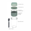 CONSOL LUGO LAYER LUX CUP WITH GREEN PLASTIC LID AND GREY SPOON, 480ML