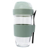 CONSOL LUGO LAYER LUX CUP WITH GREEN PLASTIC LID AND GREY SPOON, 480ML