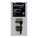 CONSOL LUGO LAYER LUX CUP WITH GREEN PLASTIC LID AND GREY SPOON, 480ML