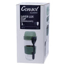 CONSOL LUGO LAYER LUX CUP WITH GREEN PLASTIC LID AND GREY SPOON, 480ML