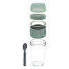 CONSOL LUGO LAYER LUX CUP WITH GREEN PLASTIC LID AND GREY SPOON, 480ML