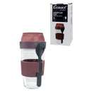 CONSOL LUGO LAYER LUX CUP WITH PURPLE PLASTIC LID AND GREY SPOON, 480ML