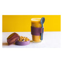 CONSOL LUGO LAYER LUX CUP WITH PURPLE PLASTIC LID AND GREY SPOON, 480ML