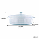 CONSOL TOLEDO OVAL RIBBED GLASS CASSEROLE WITH LID, 3.5 L