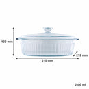 CONSOL TOLEDO OVAL RIBBED GLASS CASSEROLE WITH LID, 2.8L
