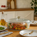 CONSOL TOLEDO OVAL RIBBED GLASS CASSEROLE WITH LID, 3.5 L