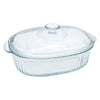 CONSOL TOLEDO OVAL RIBBED GLASS CASSEROLE WITH LID, 2.8L
