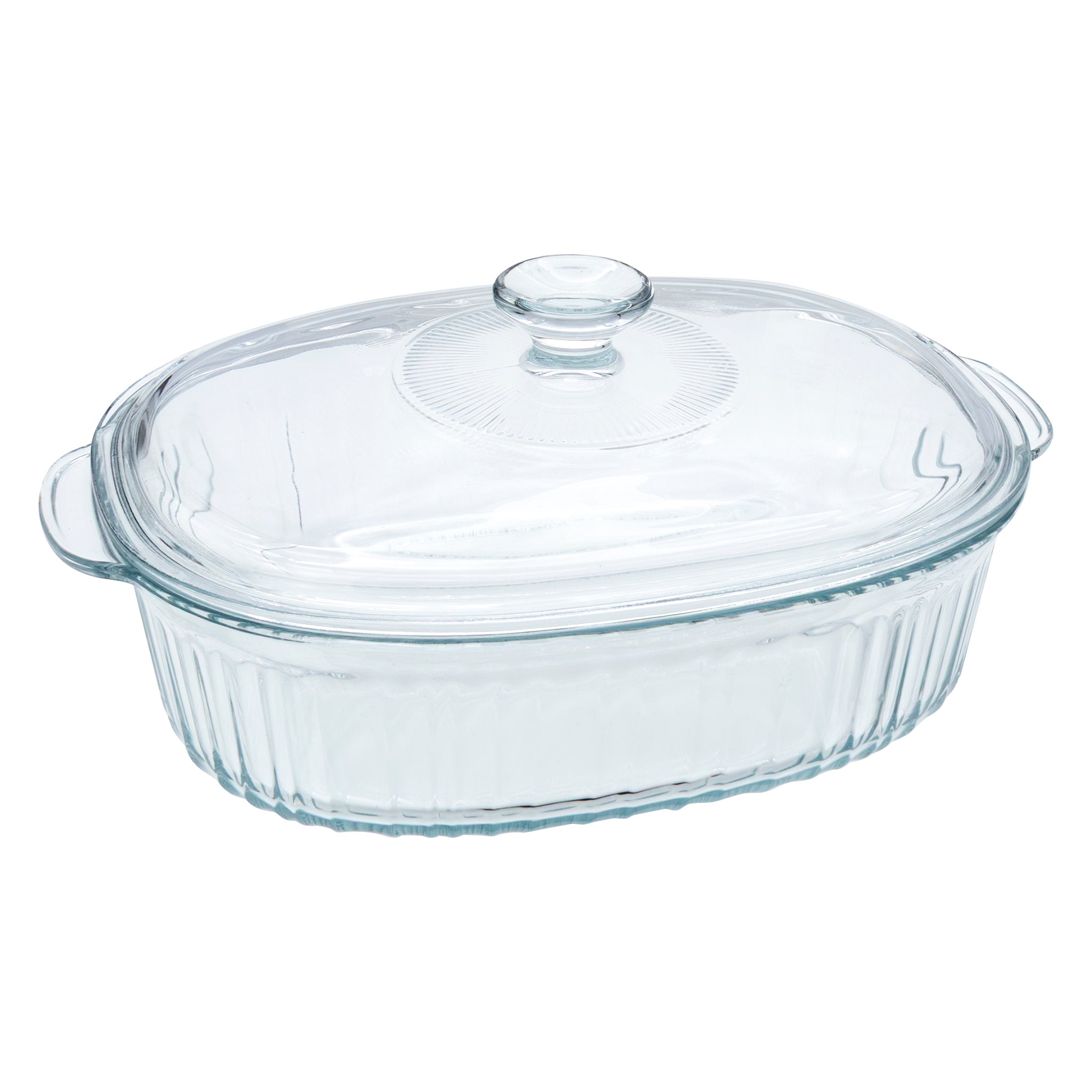 CONSOL TOLEDO OVAL RIBBED GLASS CASSEROLE WITH LID, 2.8L