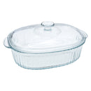 CONSOL TOLEDO OVAL RIBBED GLASS CASSEROLE WITH LID, 3.5 L